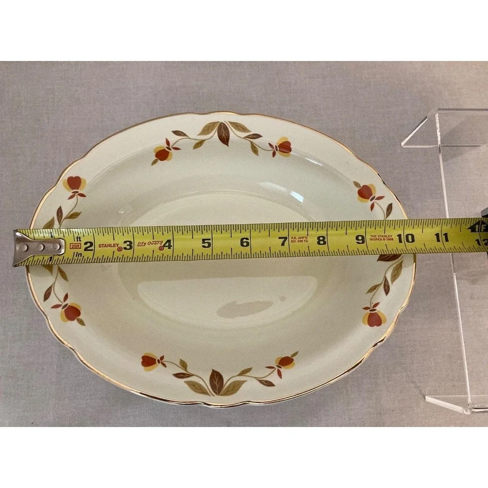 Hall's Jewel Tea Autumn Leaf Oval Serving Bowl Vegetable Dish 10.5 x 8 Vtg
